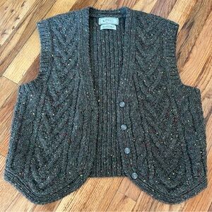 Molly’s of Denver 100% Shetland Wool Charcoal Knit Vest Grandpa Core Academia